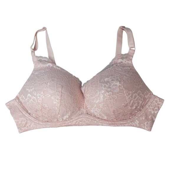 Torrid 360 Back Smoothing Wire Free Push Up Plunge Bra Pink 38D Full Cover Lace - Picture 1 of 10